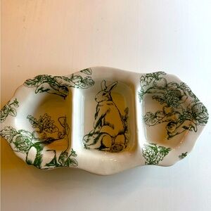 Bunny Toile 3 section dish by J Wilfred